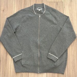NWOT Marks and Spencer Gray Cotton Blend Zip-Up Men's Sweater